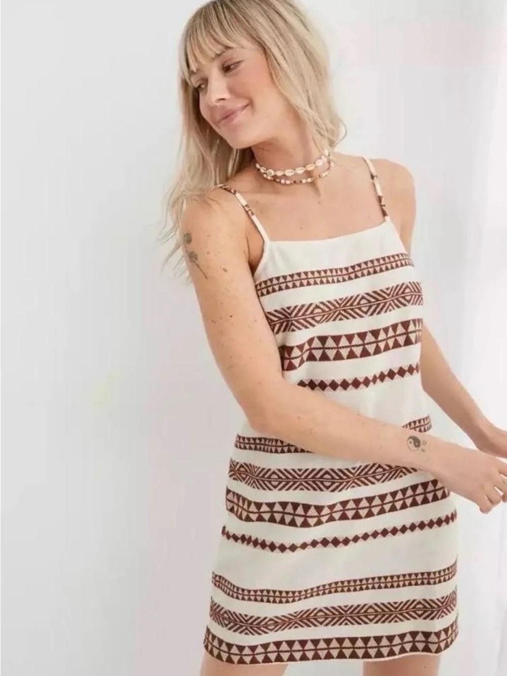 Aerie Jacquard Open Back Dress